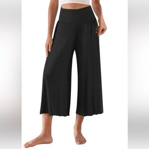 Anthropologie Maeve Wide Leg Black Crop Flowy‎ Pants Size XS